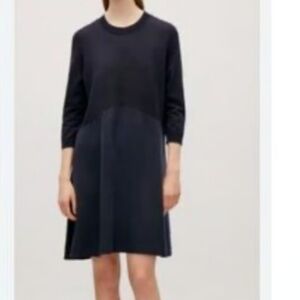COS two tone A-line dress NAVY Sz M